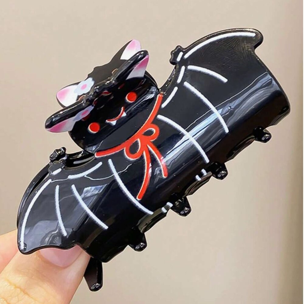 Pre-Packaged Cute Bat Claw Clip | Halloween Hair Accessory 3.54" x 1.57" - Picture 4 of 5
